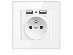 Tomada de Parede com Duas Portas USB, Carregador para iPhone e Android BRILVIBERA