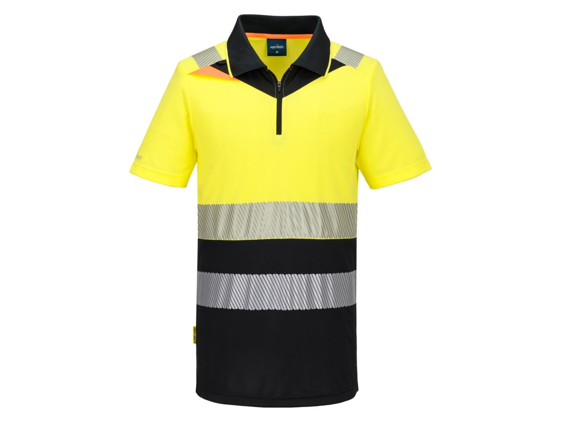 Polo de trabalho de alta visibilidade com zíper | Portwest Amarelo/preto / G