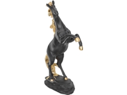 Estatueta Cavalo Plana Fácil Limpar Resina Preta Decoração Escritório Pé Base Mesa Casa GOKOCO