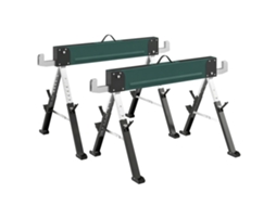 Conjunto De 2 Cavaletes Metálicos Dobráveis, Carga Máxima De 1160 Kg, Altura Ajustável De 64 A 81 Cm, Alça Para Transporte, Cor Verde.