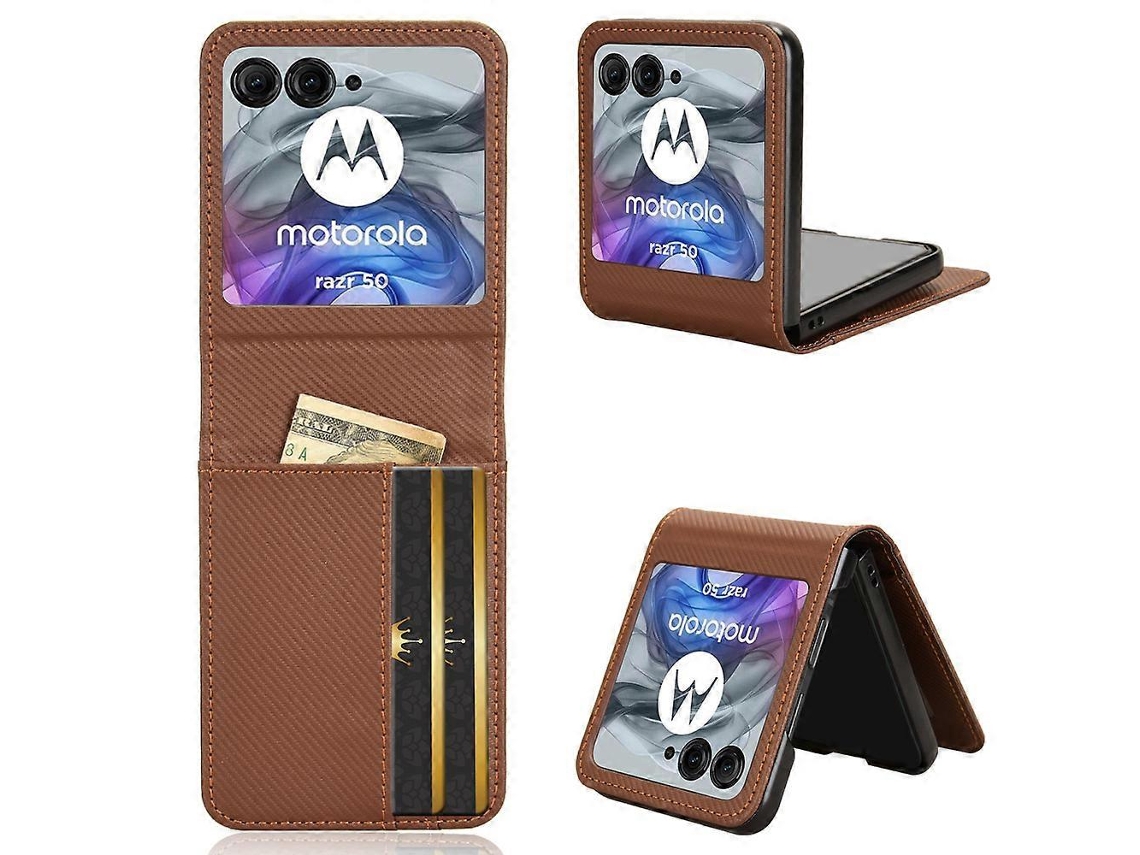 Compre Capa De Couro Pu Suporte Para Cartão Para Motorola Razr 60 / Razr 50 5g, Capa Marrom Para Celular