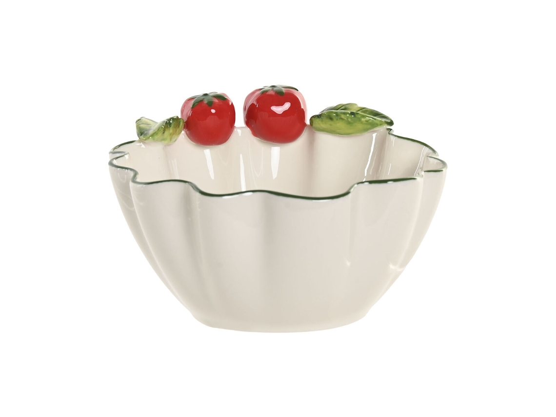 Tigela Home Esprit Branco Vermelho Verde Grés Mediterrâneo