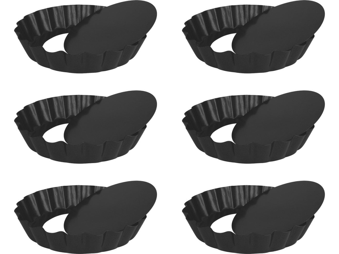 Mini moldes de quiche de metal, conjunto de 6, 10 cm de diâmetro, cinza escuro ZYBLSSBB