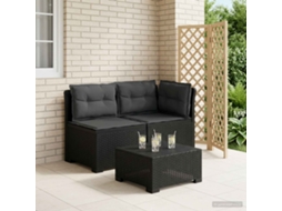 Vidaxl Sofá De Jardim 2 Lugares Com Almofadas Look Rattan Pp Antracite