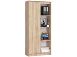 Estante Akord R80 Carvalho Sonoma, 80 Cm, 1 Porta, Frente Na Cor Carvalho Sonoma, 4 Prateleiras, 80 × 35 × 180 Cm