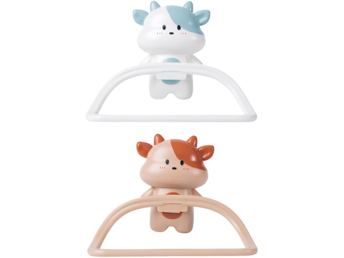 Suporte De Toalha Parede Para Banheiro Com Desenho Animado, Em Pp, 2 Peças Com Ventosa, Ideal Para Crianças