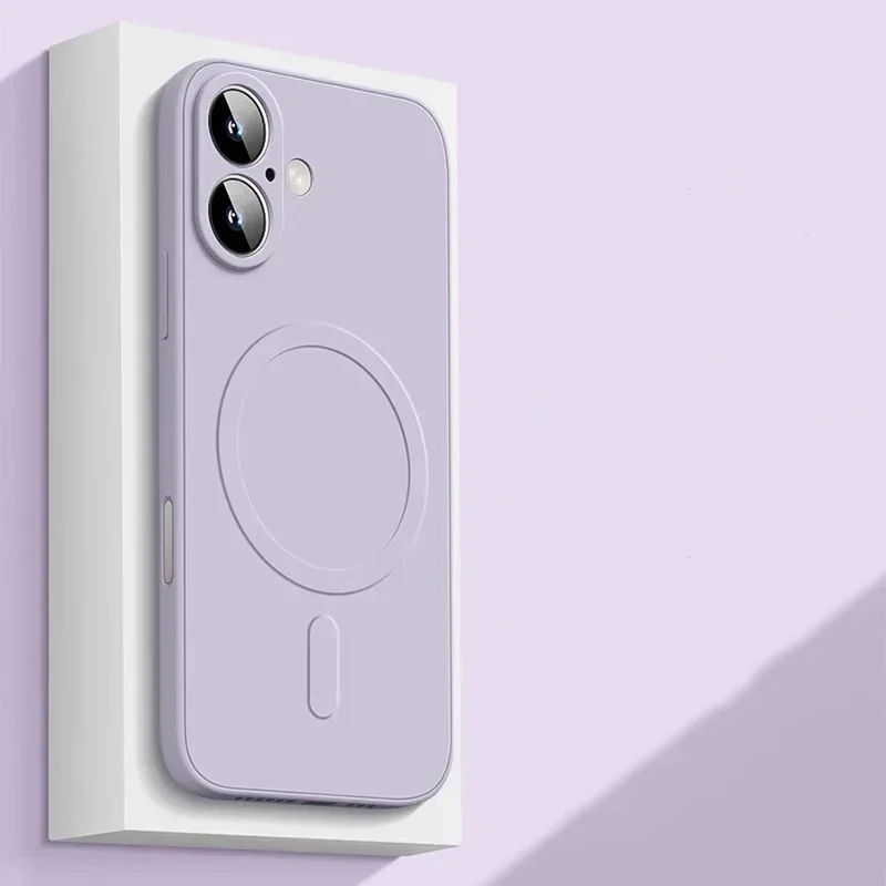 Capa Protetora De Silicone Líquido Macio (roxo Claro Para Iphone 12), Compatível Com Carregamento Sem Fio E Resistente A Impactos.