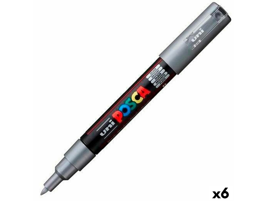 Rotuladores POSCA Pc-1M Prateado 6 Unidades