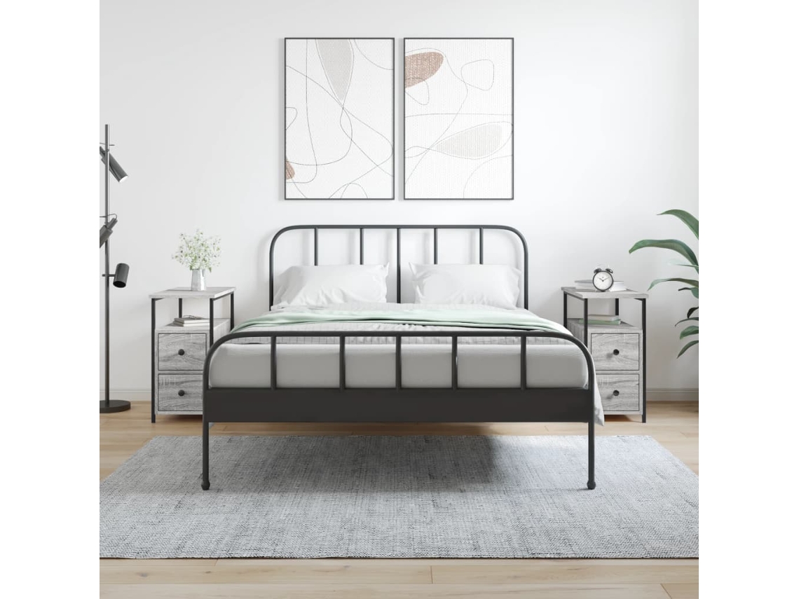 Vidaxl Mesas De Cabeceira 2 Pcs Derivados Madeira Sonoma Cinza