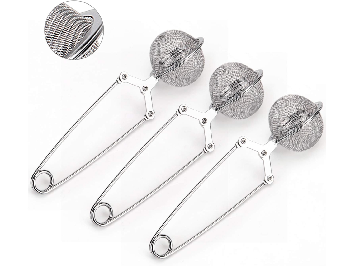 Conjunto De 3 Infusores De Chá Em Aço Inoxidável Com Cabo E Filtro Malha Para