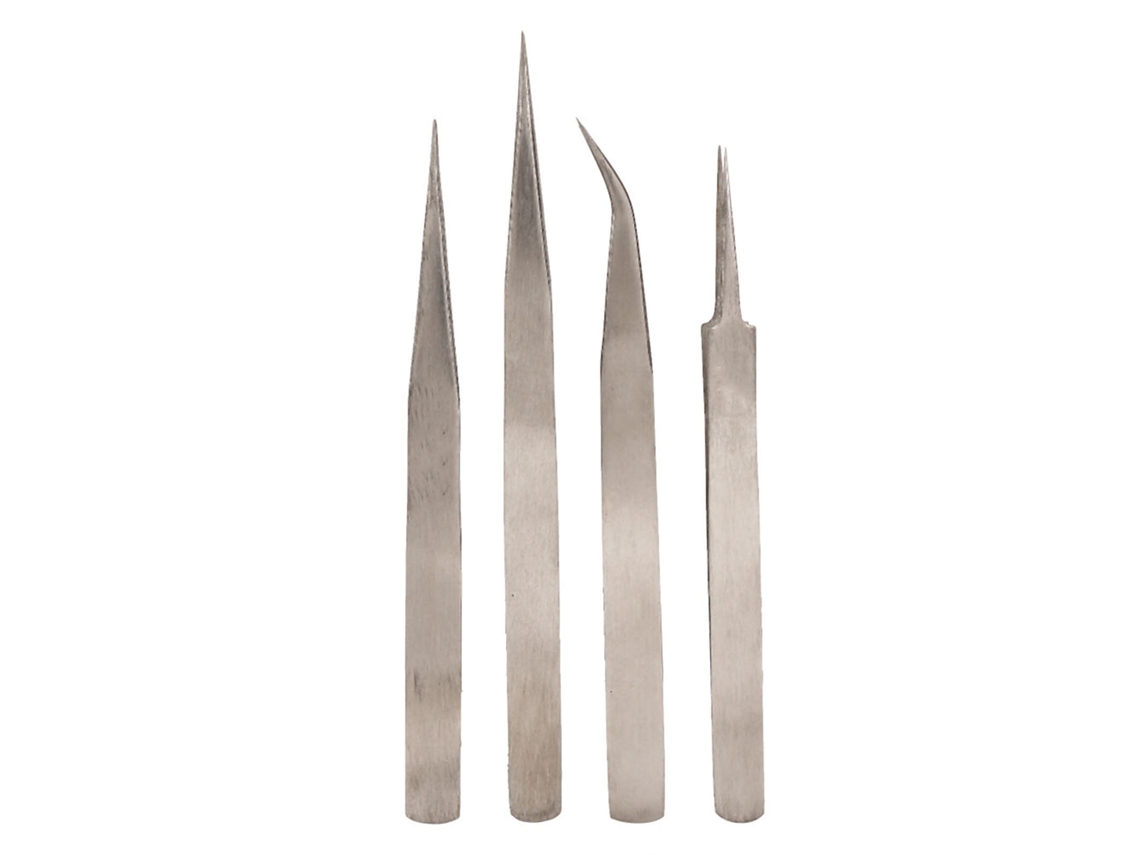 Set De 4 Pinzas De Acero Inoxidable Profesionales Para Reparación De Relojes Y Joyería