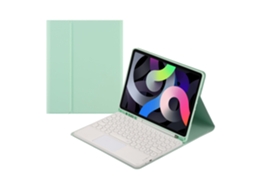 Lurelia Capa Com Teclado Bluetooth Para Ipad Pro 2020/2021/2018 Com Tampa Redonda Com Touchpad, Layout Pt, Verde Claro E Branco
