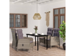 Vidaxl 5 Pcs Conjunto De Jantar Jardim Com Almofadões Cinzento/preto
