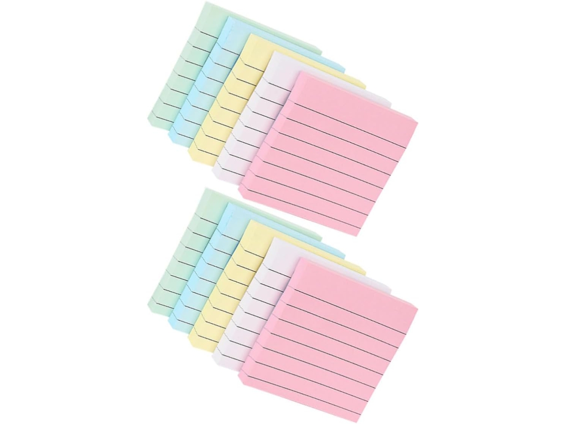10 Peças Notas Autocolantes Lignées En Papier Portable Design Adhésif, Bloco De 10 Folhas Para Mémos Práticas