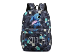 Mochila Stitch Preta com Céu Estrelado, Grande Capacidade, para Estudantes e Escola, com Estampa de Losangos Azuis BRILVIBERA