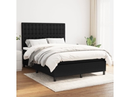 Vidaxl Cama Com Molas/colchão 140x190 Cm Tecido Preto