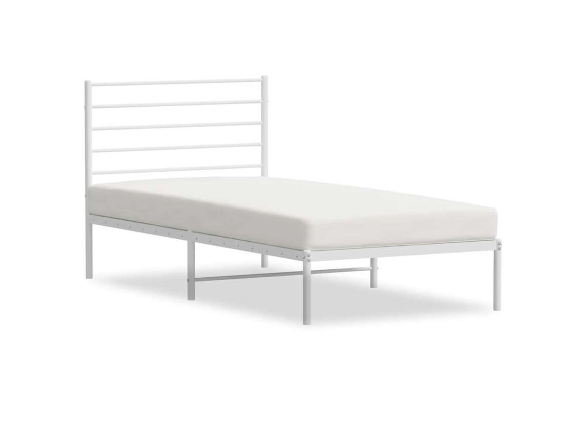 Estrutura de Cama com Cabeceira Metal Branco MAISON EXCLUSIVE 100x200 cm