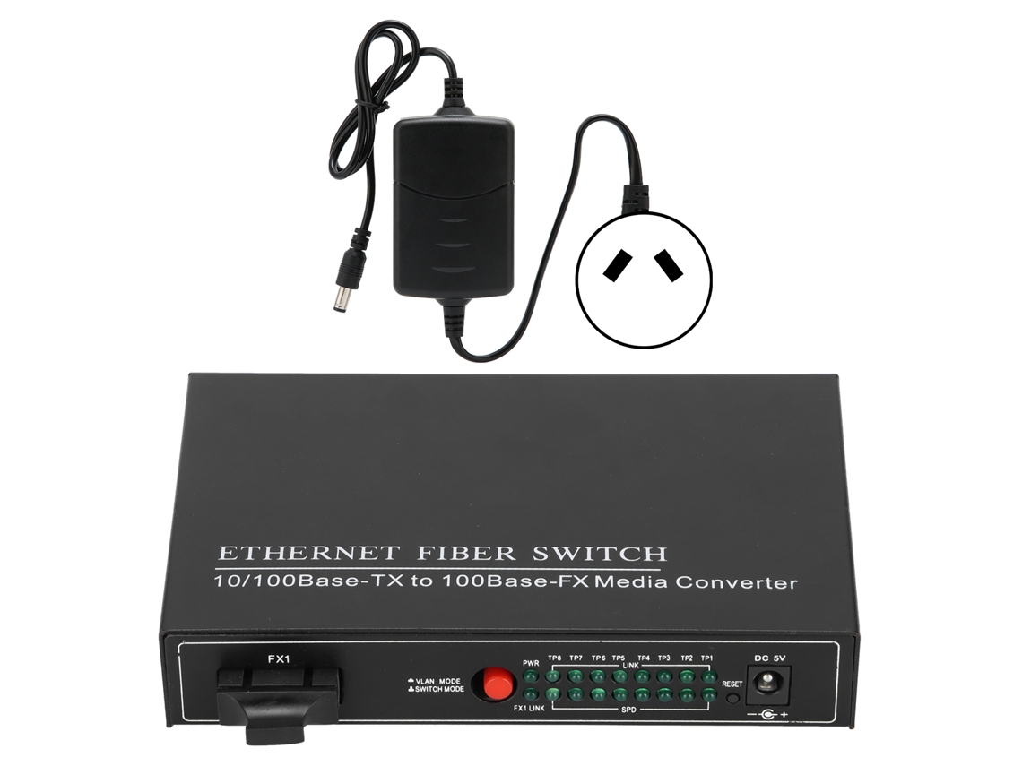 Aetheria switch de Fibra Ethernet Tbc mc3418ed20 8 Portas Plug And Play Liga de Alumínio