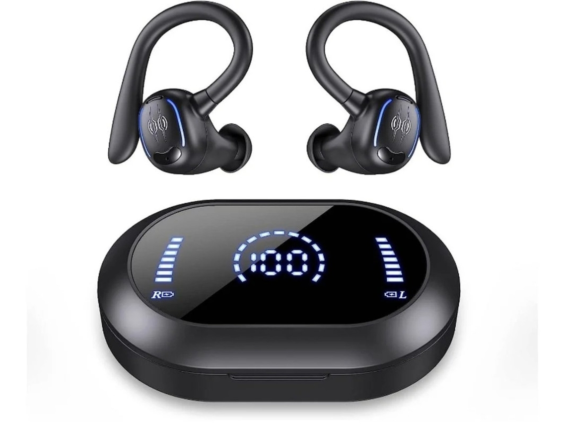 Auriculares Sem Horas Reprodução Dual Power Display Bestvite Bluetooth Preto