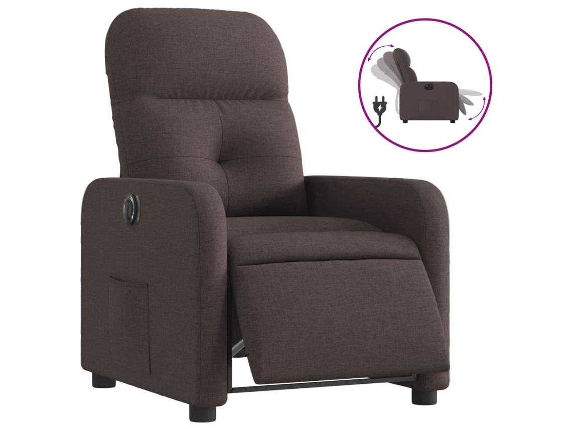 Electric Recliner Chair, Electric Recliner Chairs Vidaxl Marrom Tecido
