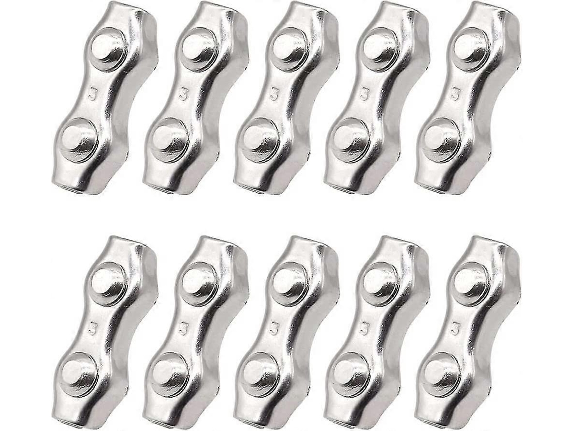 Abraçadeiras De Cabo Duplex, 10 Peças, Braçadeiras De Cabo M3 De Aço Inoxidável 304, Terminais De Cabo De Metal Duplo, Prendedores De Cabo Para Varal
