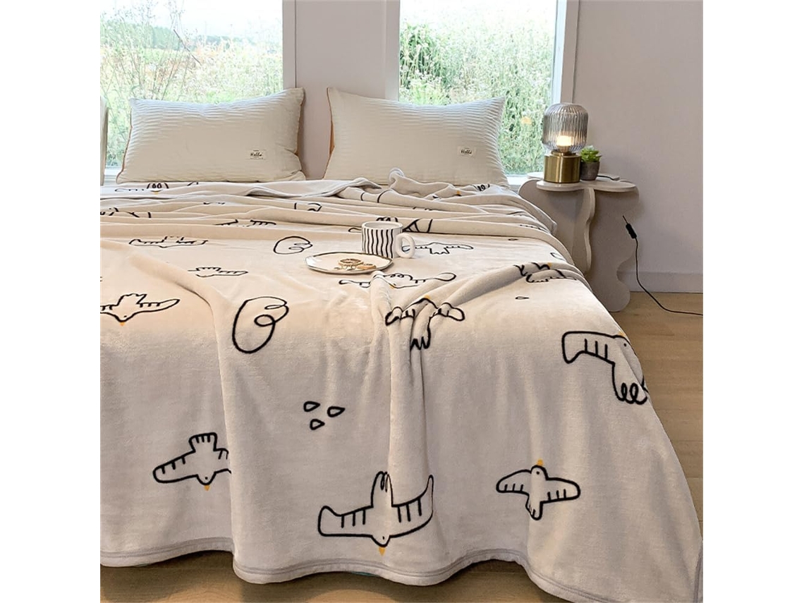 Manta de Flanela Estampada Fansu Microfibra Grossa Quente Fofa e Macia para Outono Inverno Colcha Quarto Sofá
