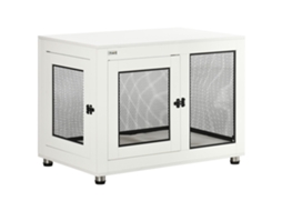 Gaiola Para Cães Com Tampo, Almofada, 2 Portas, Casinha, Caixa Interna, Mesa Lateral, Branco+preto, 94x60x71,5cm.