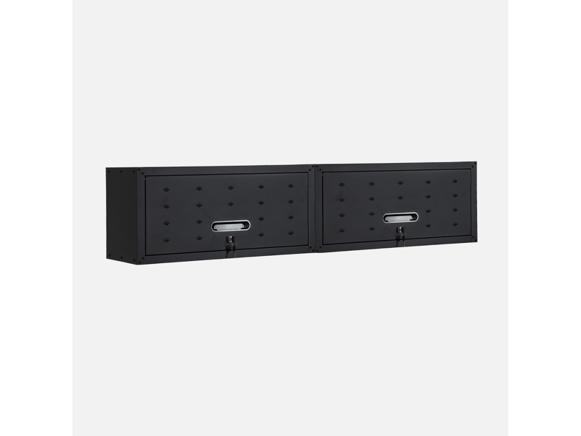 Armários Altos De Armazenamento Para Garagem, Set De 2, Preto Sweeek