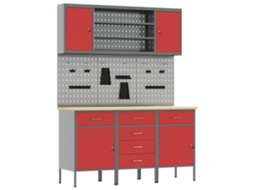 Conjunto 7 De Bancada De Trabalho De Vidaxl Vermelho Aço
