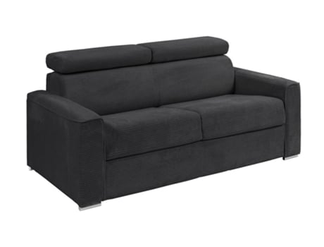 Sofá-cama de 3 lugares com abertura italiana de veludo cinza com somier de lâminas de 140 cm e colchão de 18 cm Vizir