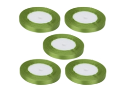2026 5 peças Fita de Seda 1cm de Largura 22m de Comprimento para Decoração de Casamento, Embalagens, Caixas de Doces e Confeitaria Verde