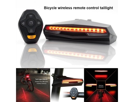 Luz traseira da bicicleta LED luz traseira sem fio controle remoto sinais de volta luz de segurança ROKOO