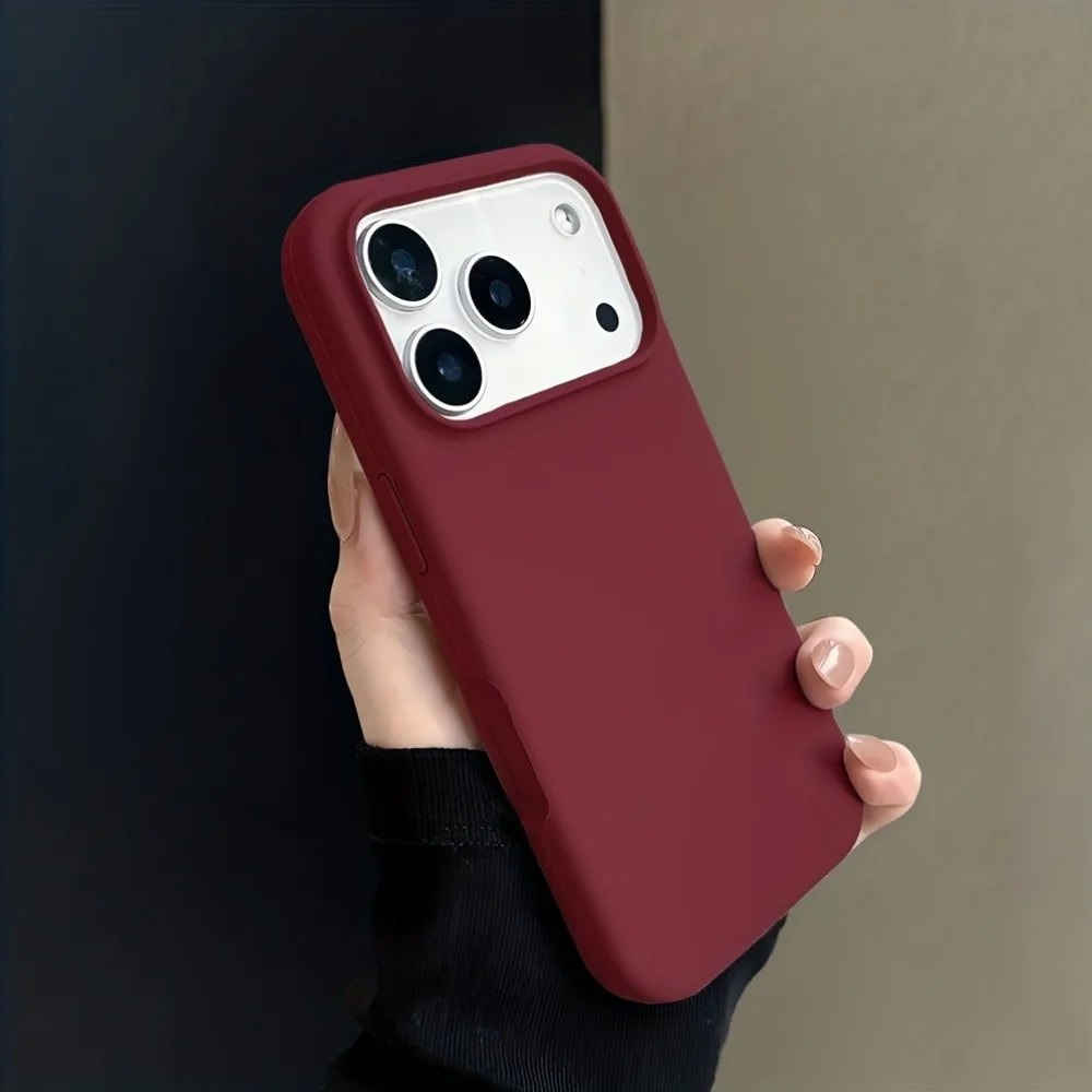 Capa Protetora De Silicone Líquido Para Iphone 17 Pro Max (bordô), Resistente A Impactos E Com Parte Traseira Macia E Acolchoada.