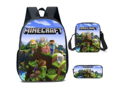 Mochila escolar Minecraft, conjunto de três peças para alunos do ensino fundamental e médio Miraflow