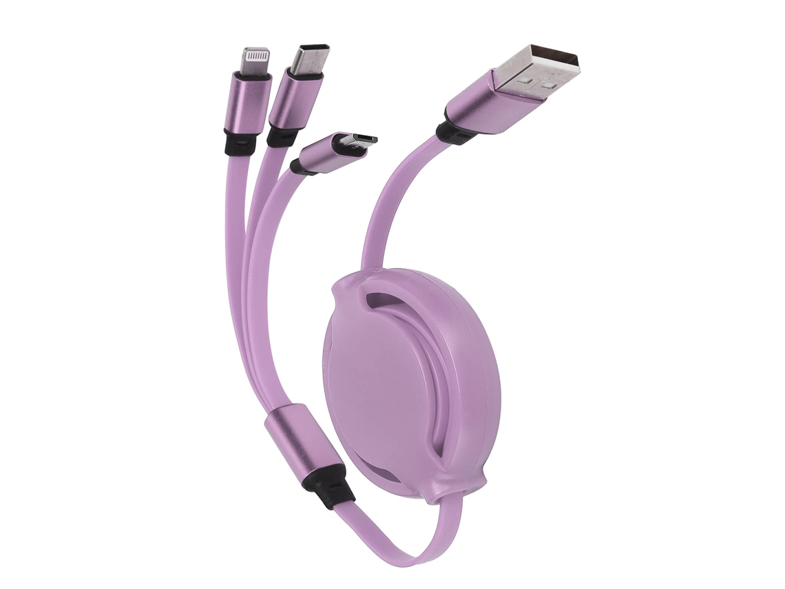 Carregador Retrátil 3 em 1 com Conectores de Ios / Tipo C / Micro Usb