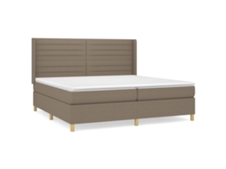 vidaXL Cama com molas/colchão 200x200 cm tecido castanho-acinzentado