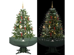 Vidaxl Árvore De Natal Com Neve Base Formato Guarda-chuva 140 Cm Verde