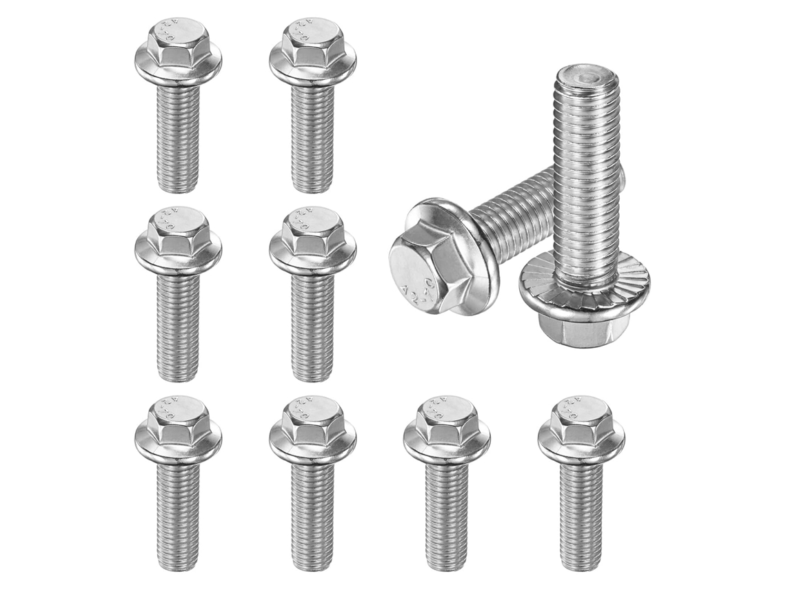 Pacote Com 10 Parafusos Cabeça Sextavada Flange, M12 X 40 Mm,