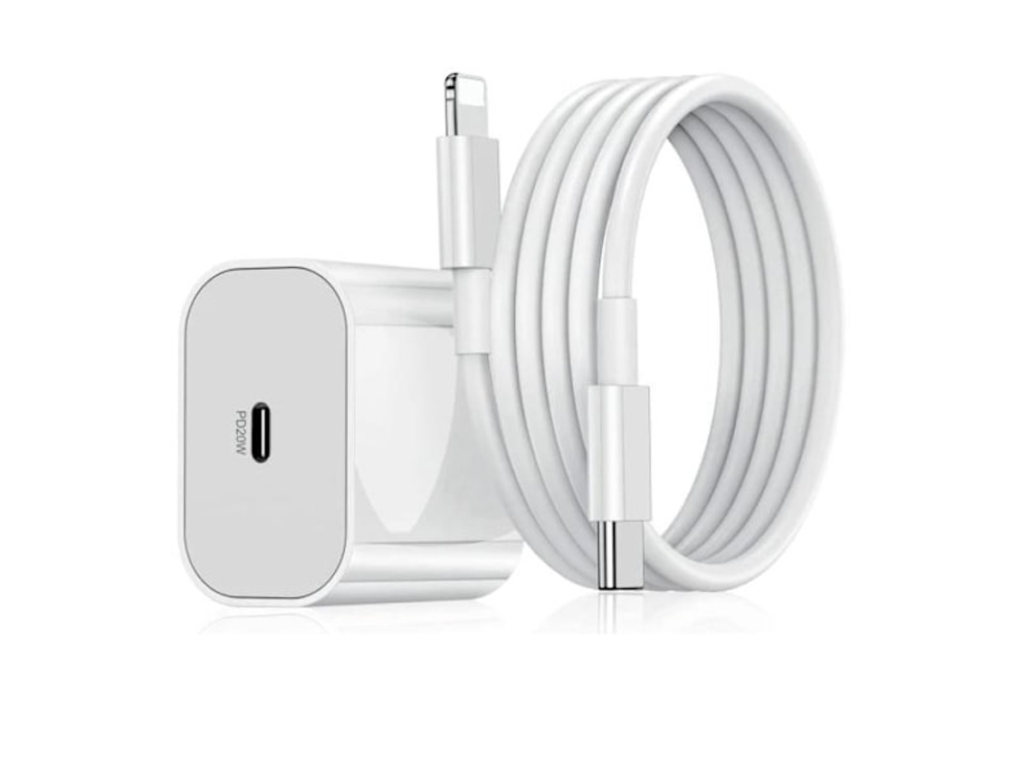 Kit Carregador E Cabo 20w 2 M Rápido Branco Compatível Com Iphone