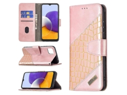 Capa De Couro Pu Com Textura De Crocodilo, Formato Flip Horizontal, Para Samsung Galaxy A22 5g, Com Carteira, Suporte E Compartimentos Para Cartões.