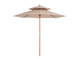 Guarda-sol reto de madeira 2 telhados em poliéster 180 g/m² diâmetro 2,7x2,6h m bege BTFORUS