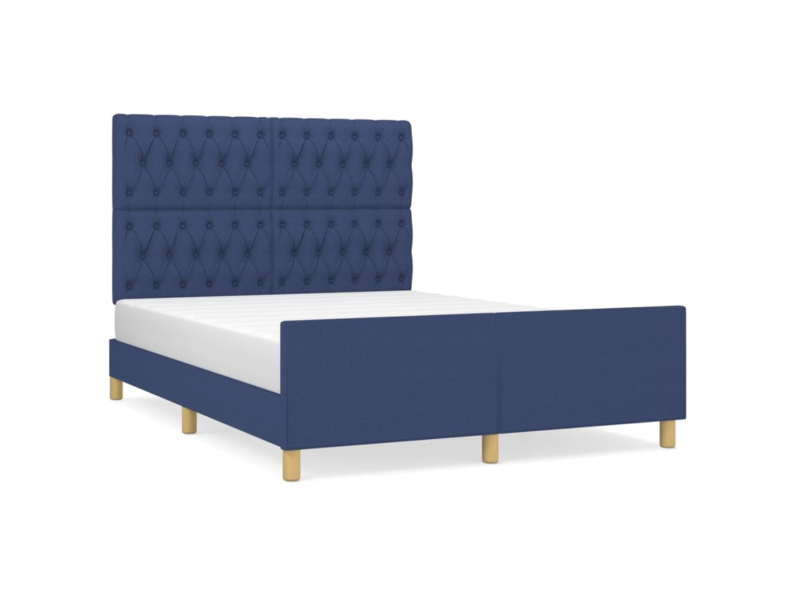 Bed Frame With Headboard, Bed Frames With Headboards Vidaxl Azul Tecido (140 X 190 Cm)
