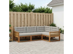Vidaxl Conjunto De Sofás Para Exterior 4 Unid. Natural E Cinza Claro