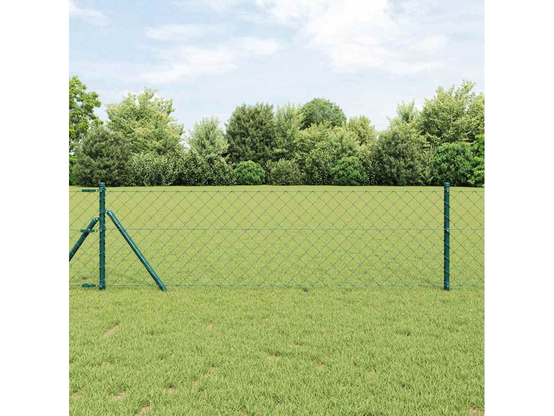 Vidaxl Cerca De Cadeado Com Fixação No Solo 25 X 0,4 M Verde Malha
