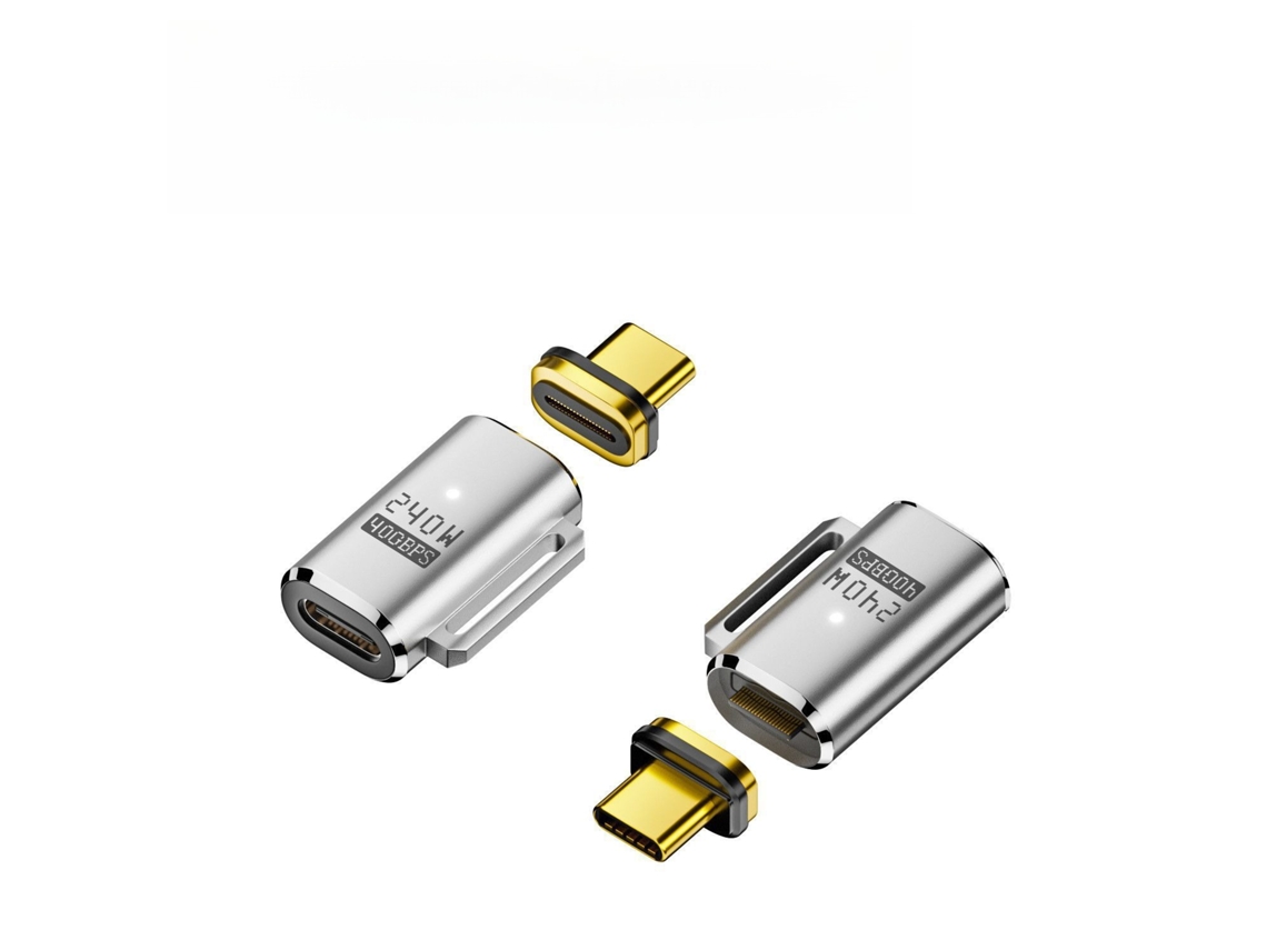 Adaptador Magnético Usb C 2 Unidades, Com 240w Pd3.1 E 40gbps, Vídeo 8k Para Macbook Pro E Ipad Prata Hexinyigjly