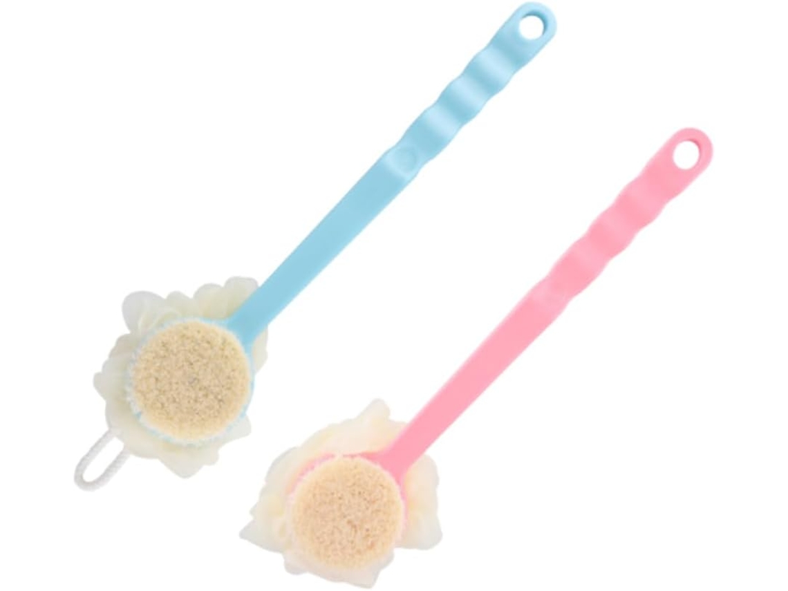 Conjunto De 2 Escovas Banho Com Cabo Longo E Estampa Floral Para Alcançar Áreas Fácil Acesso Limpar