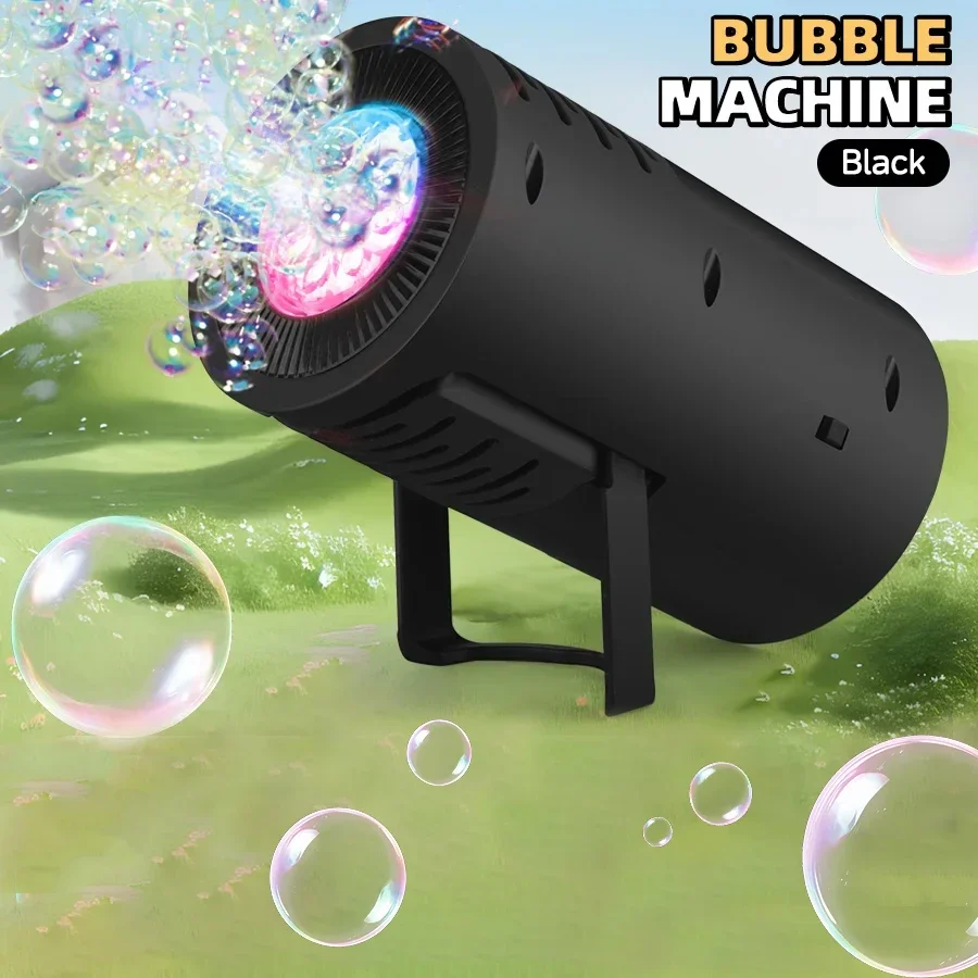 Brinquedo Soprador de Bolhas com Vários Furos e Luz, um Presente para Meninos e Meninas. MDUG (preto)