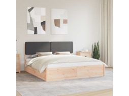 Vidaxl Estrutura De Cama Com Cabeceira Estofada Cinza Escuro