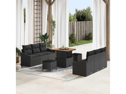 Vidaxl Conjunto De Sofá De Jardim 9 Unid. 8-número De Lugares Preto
