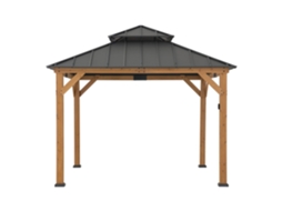 Gazebo de Madeira 330 Cm com Luz Led Solar e Cobertura Antracite SUNJOY